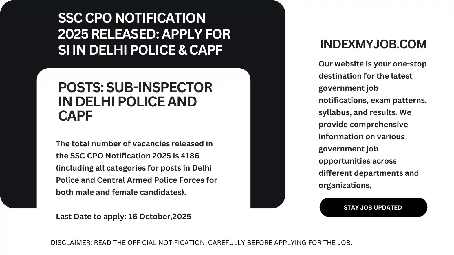 SSC CPO Notification 2025: Apply for Sub Inspector Posts in Delhi Police and CAPF.